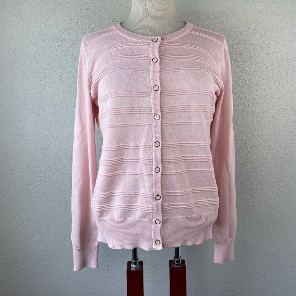 Marled Reunited Credits Pink Button Cardigan Sweater Size M EUC